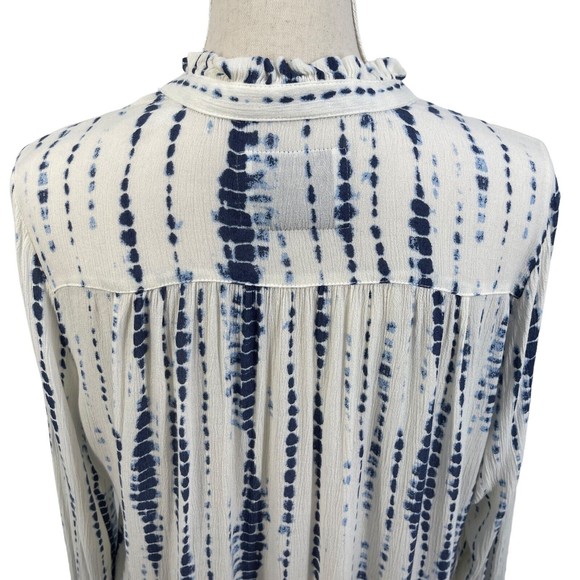 Abercrombie Fitch Shibori Blue Tie Dye Long Sleeve Button Up Shirt Junior Medium - Picture 9 of 15